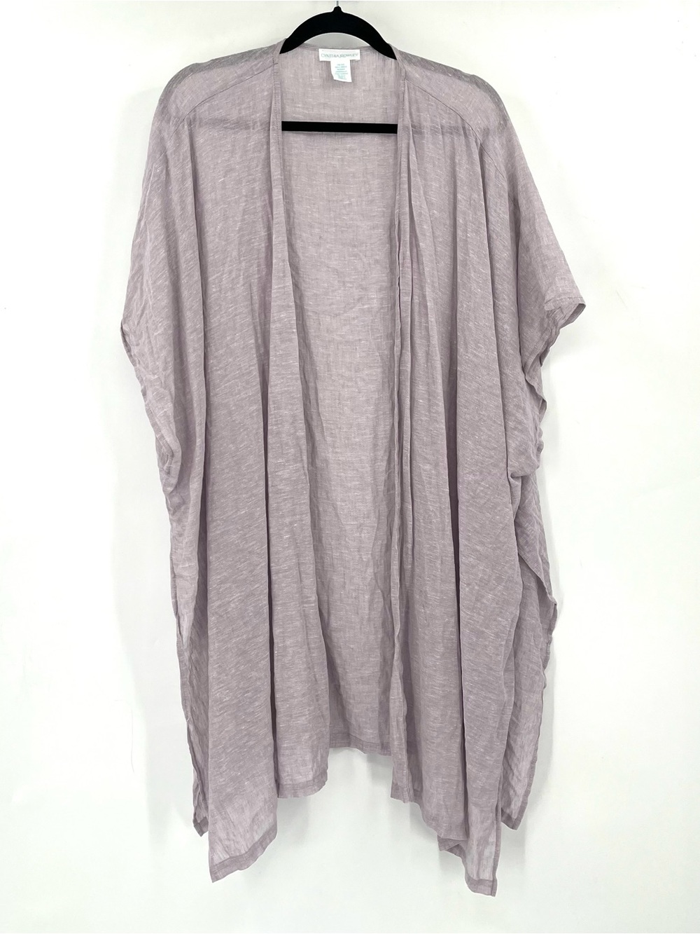 CYNTHIA ROWLEY Kimono Linen Viscose Lavender Purple One Size Flowy Layer Artsy